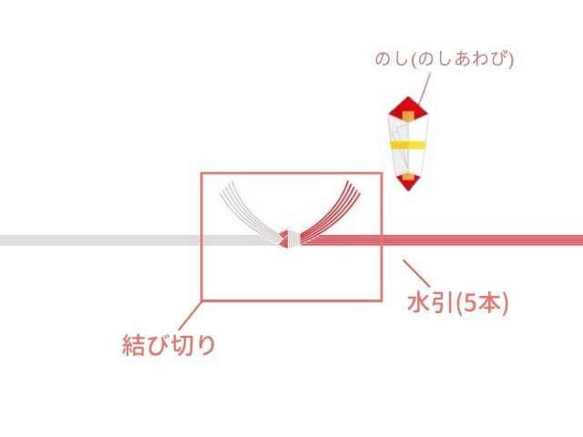 のしあわびあり　水引5本　結び切り